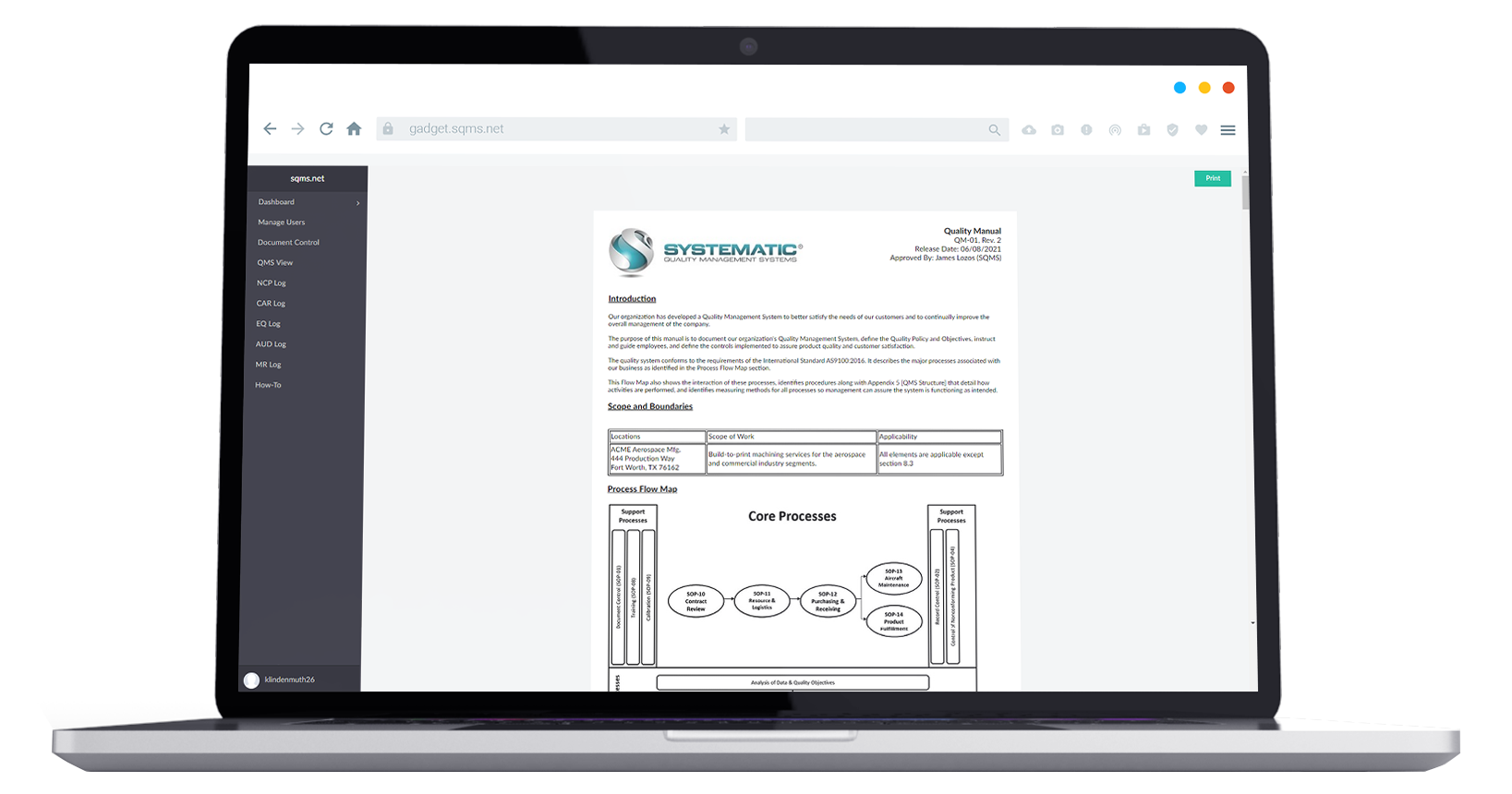 Document control screens